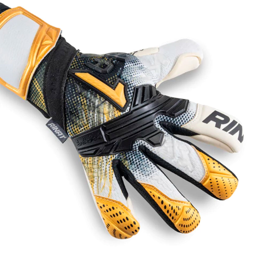 Guantes de Portero Rinat Fiera Prime Ad Negros con palma blanca