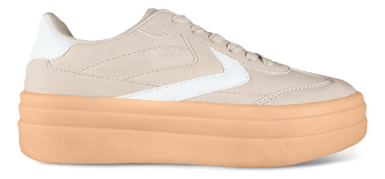 Tenis Casual Lasbro Creta 1324821a Mujer Beige Estilo Urbano Cómodos Y Versátiles