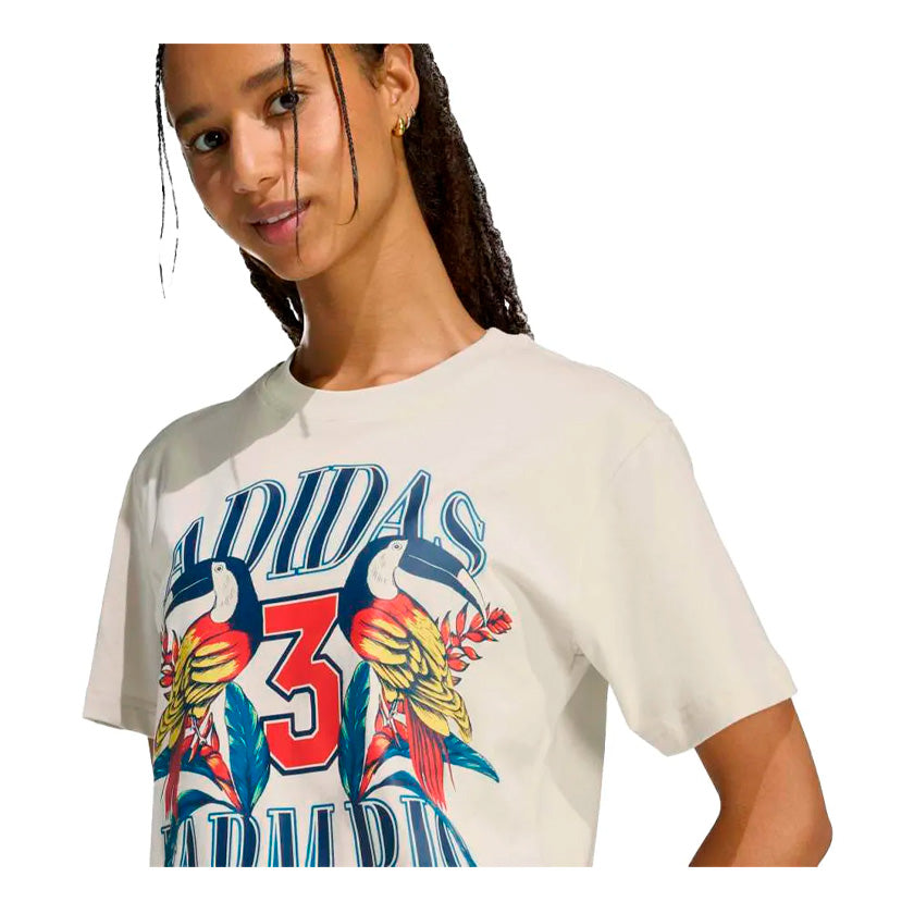 Playera Adidas Farm Gfx Tee Kd4641 Mujer Blanca Tropical Floral