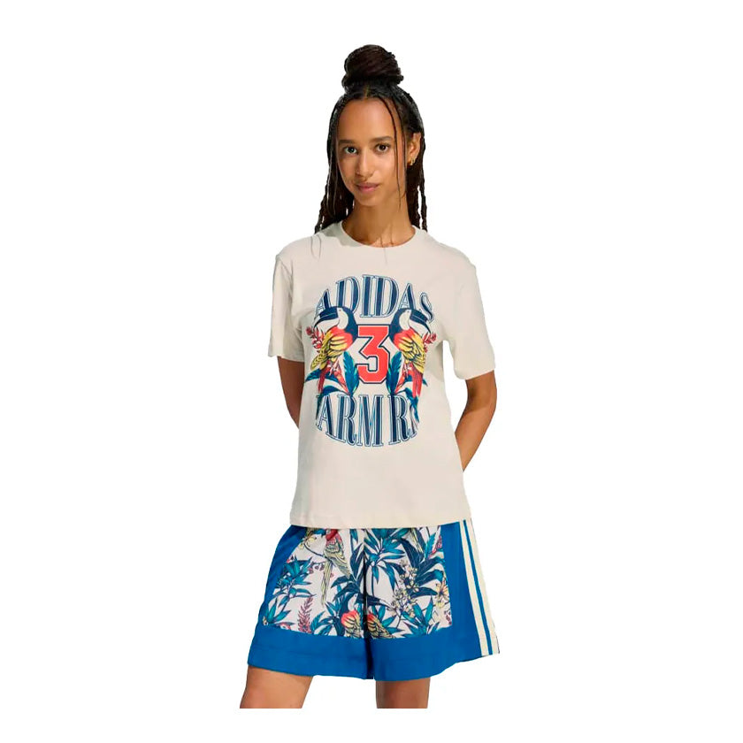 Playera Adidas Farm Gfx Tee Kd4641 Mujer Blanca Tropical Floral