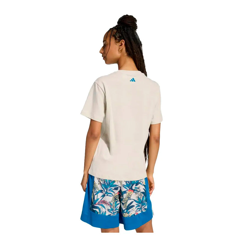 Playera Adidas Farm Gfx Tee Kd4641 Mujer Blanca Tropical Floral