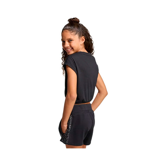 Playera crop top Adidas Jg Clgt Tee KC4590 para jóvenes de color negro de uso para entrenamiento con tecnología ClimaCool