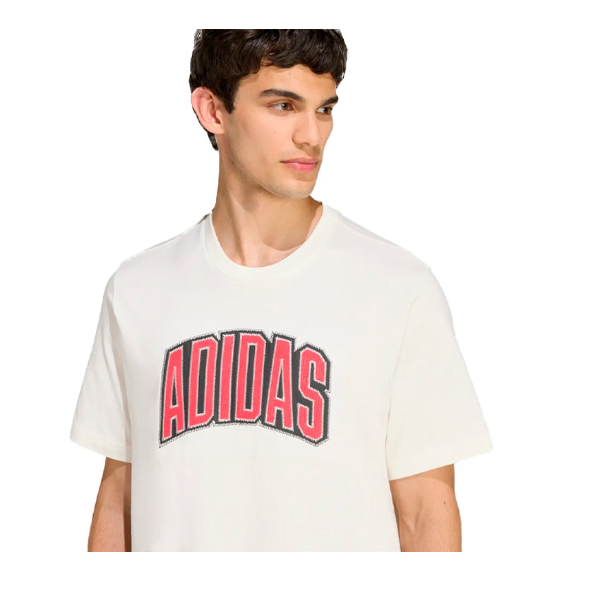 Playera Blanca Estampado Rojo Adidas M Stad Colleg Kb4928 Hombre 