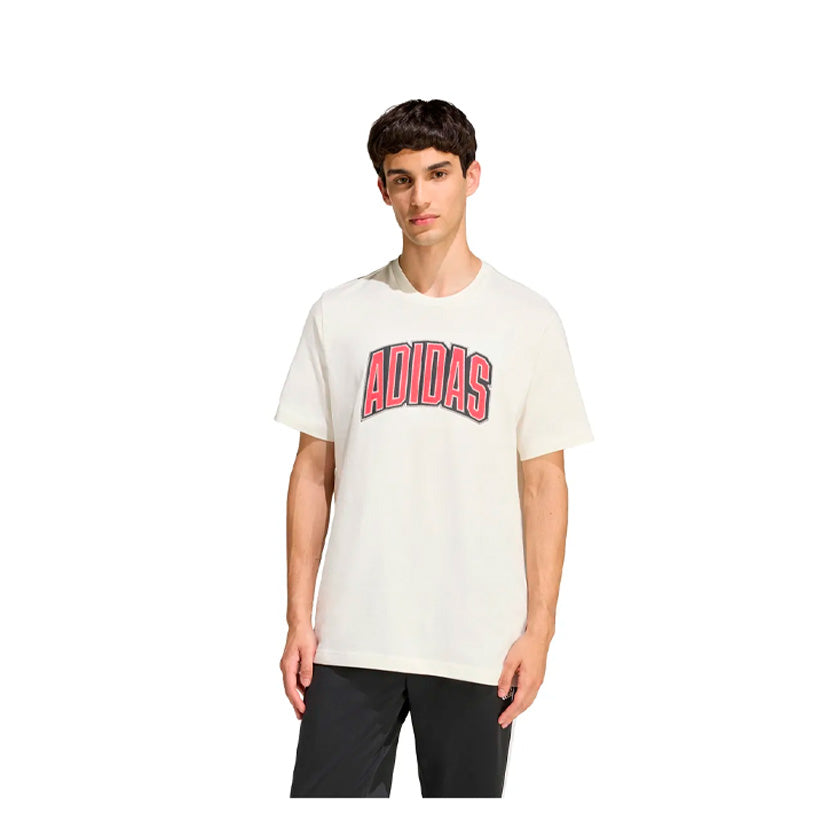 Playera Blanca Estampado Rojo Adidas M Stad Colleg Kb4928 Hombre 