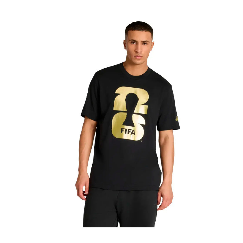 Playera Negra Dorado Adidas Logo Mundial Kb3704 Hombre
