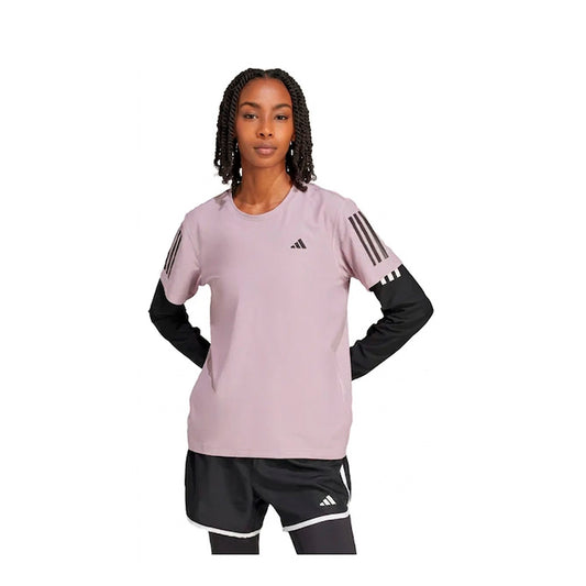 Playera Adidas OTR B IN1595 para mujer de color rosa/lila de uso para correr y entrenar