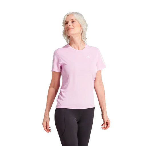 Playera Adidas Own The Run Tee IL4132 para mujer de color rosa de uso para entrenamiento