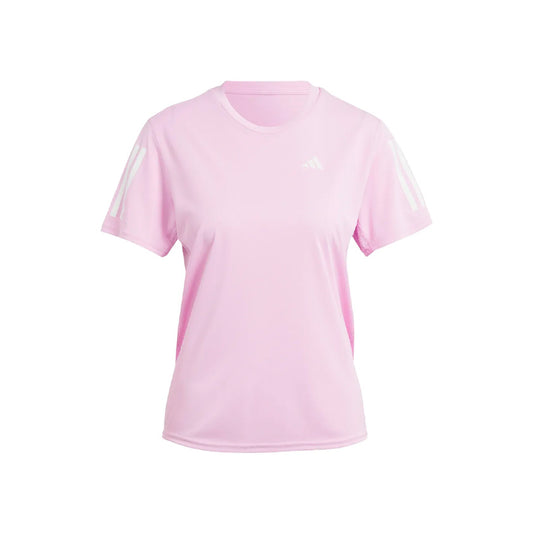 Playera Adidas Own The Run Tee IL4132 para mujer de color rosa de uso para entrenamiento