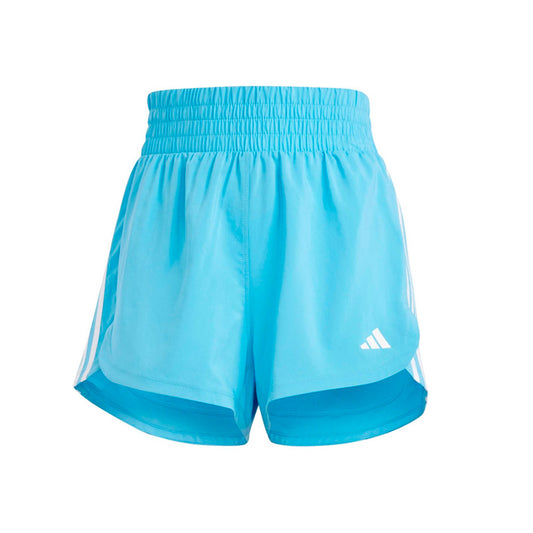 Short Adidas Pacer Wvn High IS1664 para mujer de color azul de uso para entrenamiento con tecnología AEROREADY