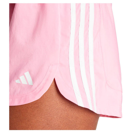 Short Adidas Pacer Wvn High IT7761 para mujer de color rosa de uso para entrenamiento