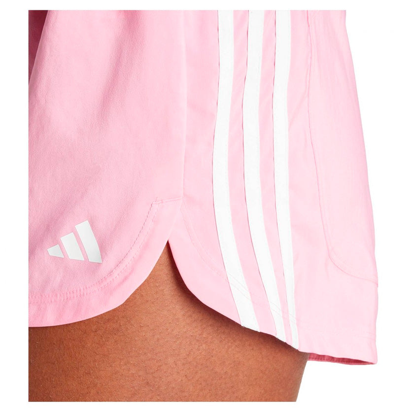Short Adidas Pacer Wvn High IT7761 para mujer de color rosa de uso para entrenamiento