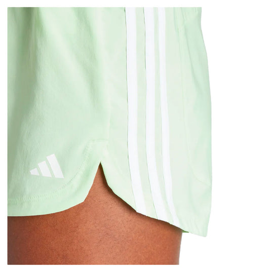 Short Adidas Pacer Wvn High IT7763 para mujer de color verde de uso para entrenamiento con tecnología AEROREADY