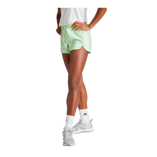 Short Adidas Pacer Wvn High IT7763 para mujer de color verde de uso para entrenamiento con tecnología AEROREADY
