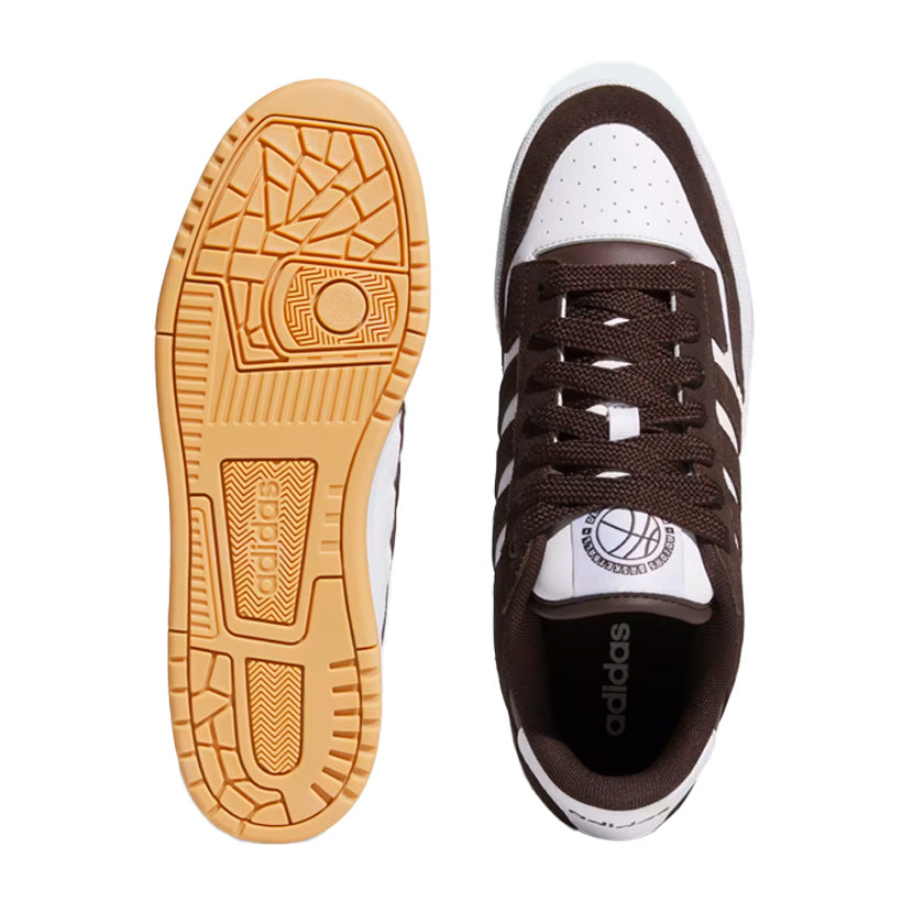 Tenis Adidas Rapid Court Low JS2209 para hombre de color blanco con café de uso casual