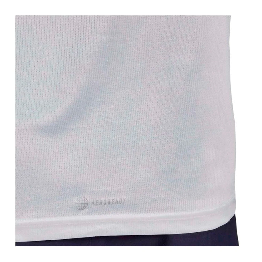 Playera Adidas RU Event Tee HB7141 para hombre de color blanco de uso para entrenamiento