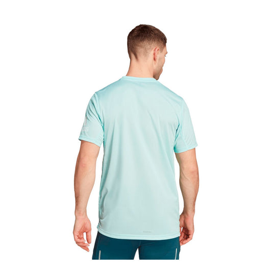 Playera Adidas Run It Tee IJ6837 para hombre de color aqua de uso para entrenamiento