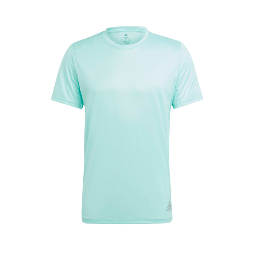 Playera Adidas Run It Tee IJ6837 para hombre de color aqua de uso para entrenamiento