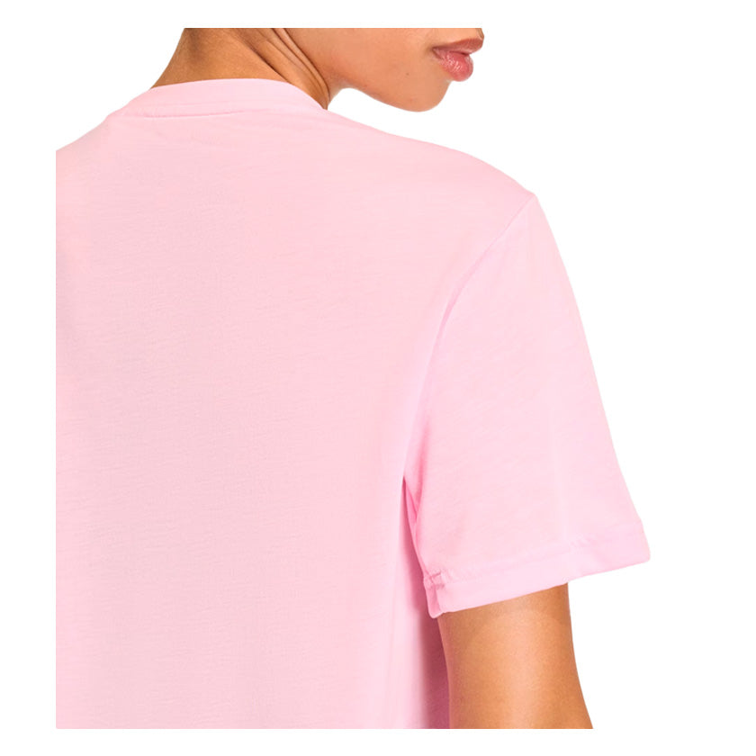 Playera crop top Adidas We Bl Tee KC5561 para mujer de color rosa de uso para entrenamiento
