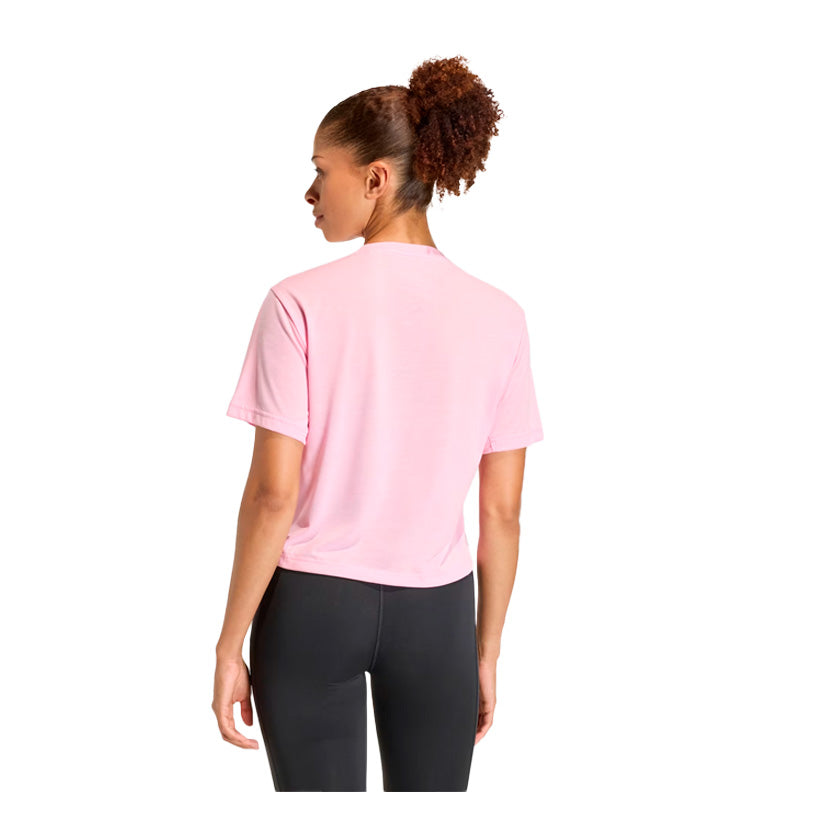 Playera crop top Adidas We Bl Tee KC5561 para mujer de color rosa de uso para entrenamiento