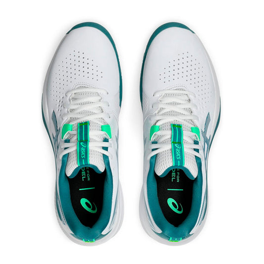 Tenis Asics GEL-Challenger 15 Padel 1041A511.101 para hombre de color blanco con turquesa de uso para pádel