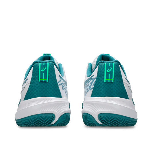 Tenis Asics GEL-Challenger 15 Padel 1041A511.101 para hombre de color blanco con turquesa de uso para pádel