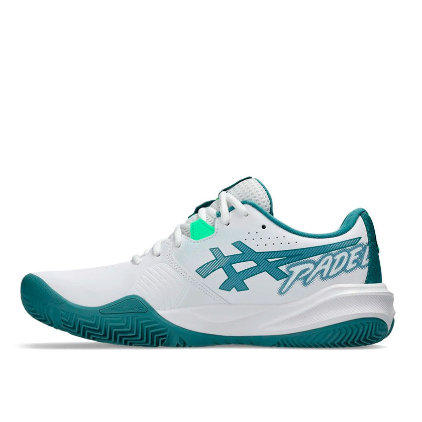 Tenis Asics GEL-Challenger 15 Padel 1041A511.101 para hombre de color blanco con turquesa de uso para pádel