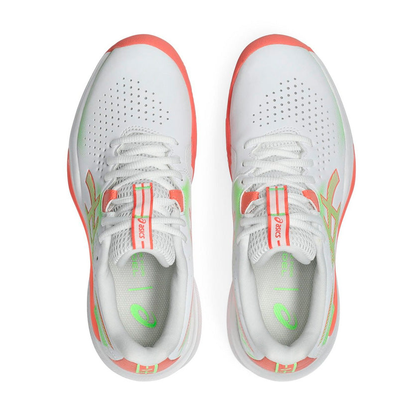 Tenis Asics GEL-Challenger 15 Padel 1042A296.101 para mujer de color blanco con rosa/coral de uso para pádel