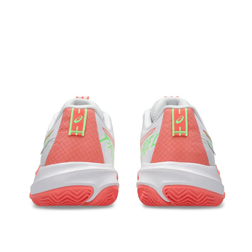 Tenis Asics GEL-Challenger 15 Padel 1042A296.101 para mujer de color blanco con rosa/coral de uso para pádel