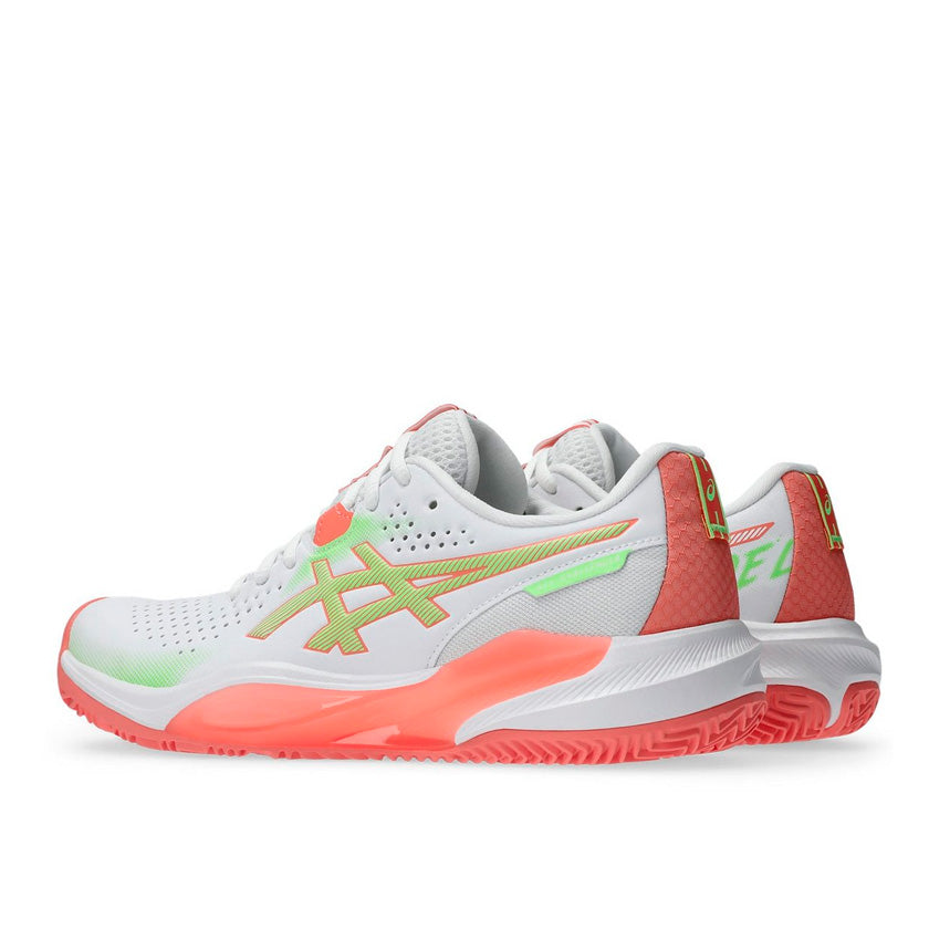 Tenis Asics GEL-Challenger 15 Padel 1042A296.101 para mujer de color blanco con rosa/coral de uso para pádel