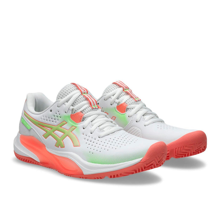 Tenis Asics GEL-Challenger 15 Padel 1042A296.101 para mujer de color blanco con rosa/coral de uso para pádel