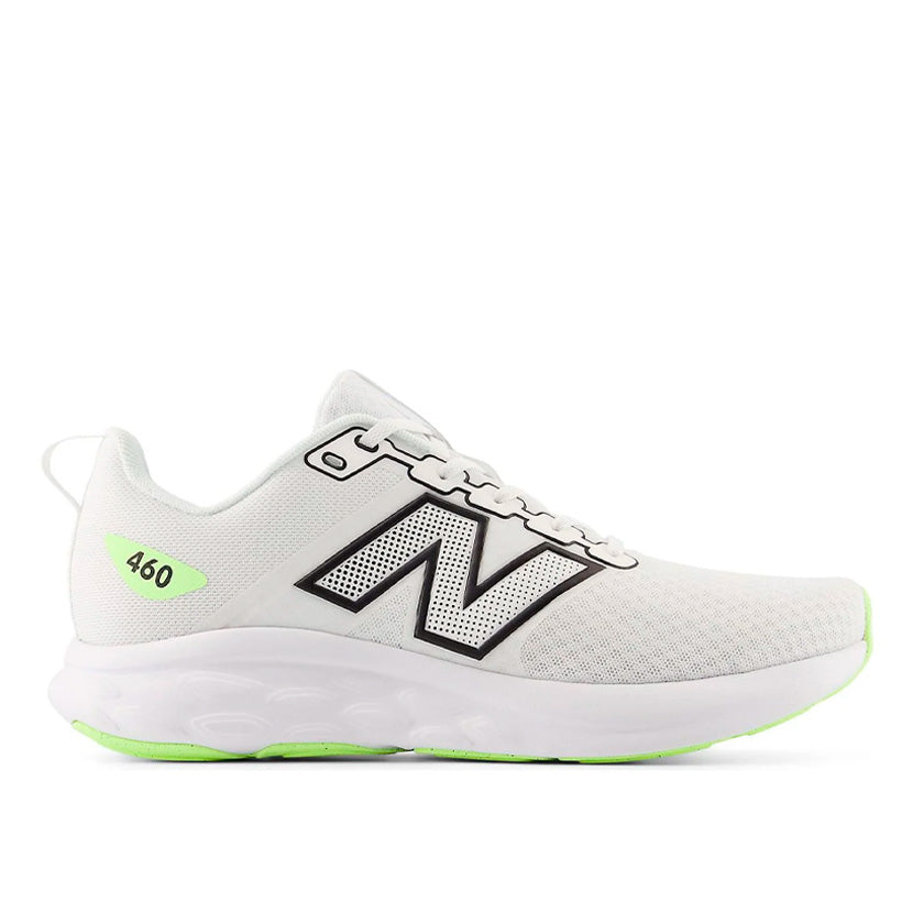Tenis New Balance 460 M4604N0 en color blanco con logo en verde para hombre están diseñados para correr running
