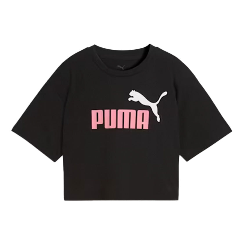 Playera Puma ESS Logo Short Length Tee 686071 56 Negro Rosa - Mujer