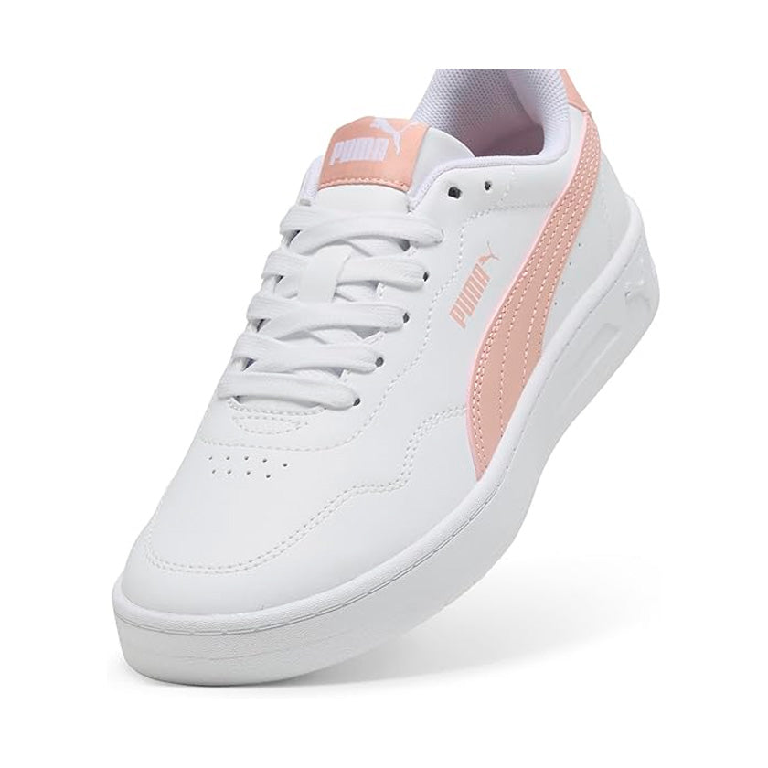 Tenis Puma Court Lally 400367 04 para mujer casual color blanco con salmón