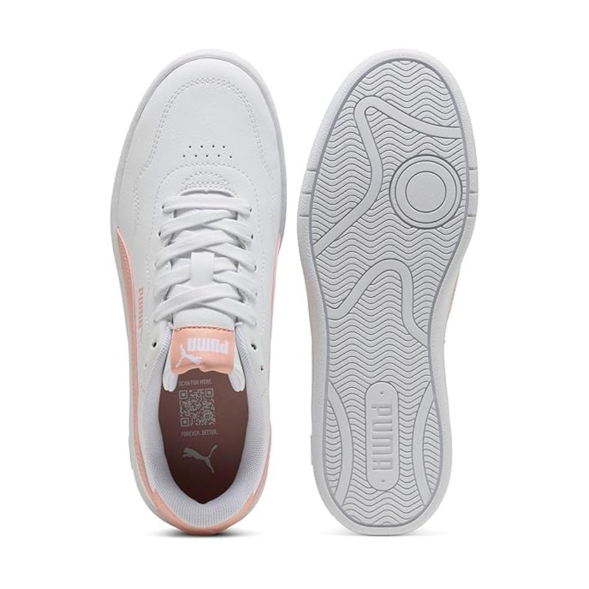 Tenis Puma Court Lally 400367 04 para mujer casual color blanco con salmón