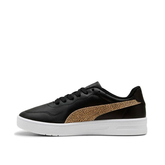 Tenis Puma Court Lally Topcat 406059 01 para mujer de color negro con detalle en café de uso casual