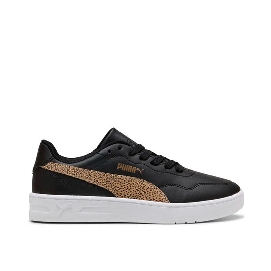 Tenis Puma Court Lally Topcat 406059 01 para mujer de color negro con detalle en café de uso casual