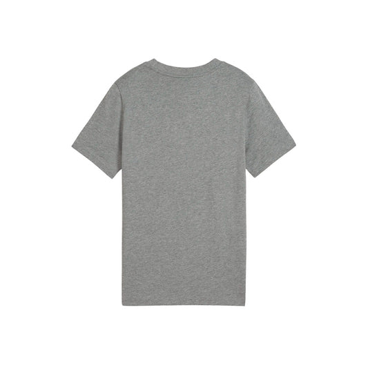 Playera Puma Ess 2 Color No.1 Logo Tee B para niño de color gris con logo en blanco de uso casual