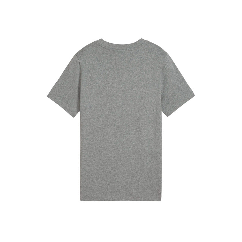 Playera Puma Ess 2 Color No.1 Logo Tee B para niño de color gris con logo en blanco de uso casual