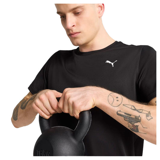 Playera Puma Essentials Solid Cat Tee 525908 01 para hombre casual/entrenamiento color negro