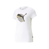 Playera Puma Graphics Houndstooth Tee 674454 02 de color blanco de uso casual