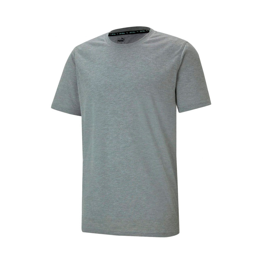 Playera Puma Performance Heather Tee 520316 03 para hombre de color gris de uso para entrenamiento