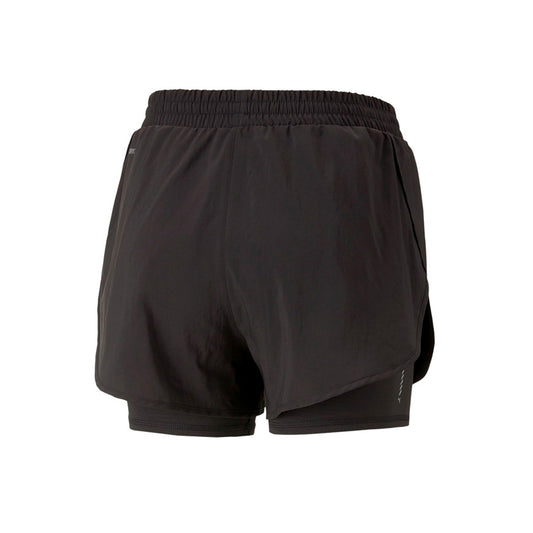 Short Puma Run Favorite Woven 2In1 523181 01 para mujer de color negro de uso para correr y entrenamiento