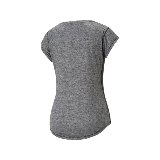 Playera Puma Train Favorite Heather Cat Tee Off 522418 01 para mujer de color gris oscuro de uso para entrenamiento