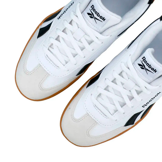 Tenis Reebok Smash Edge 100221602 para mujer/joven casual color blanco con negro y punta en T beige