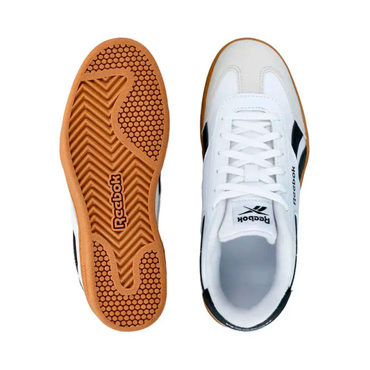 Tenis Reebok Smash Edge 100221602 para mujer/joven casual color blanco con negro y punta en T beige