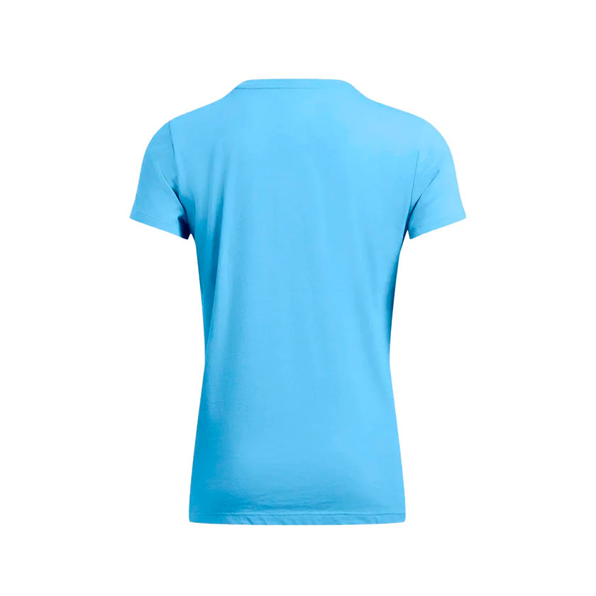Playera Under Armour Logo SS 1356305-465 para mujer de color azul de uso para entrenamiento