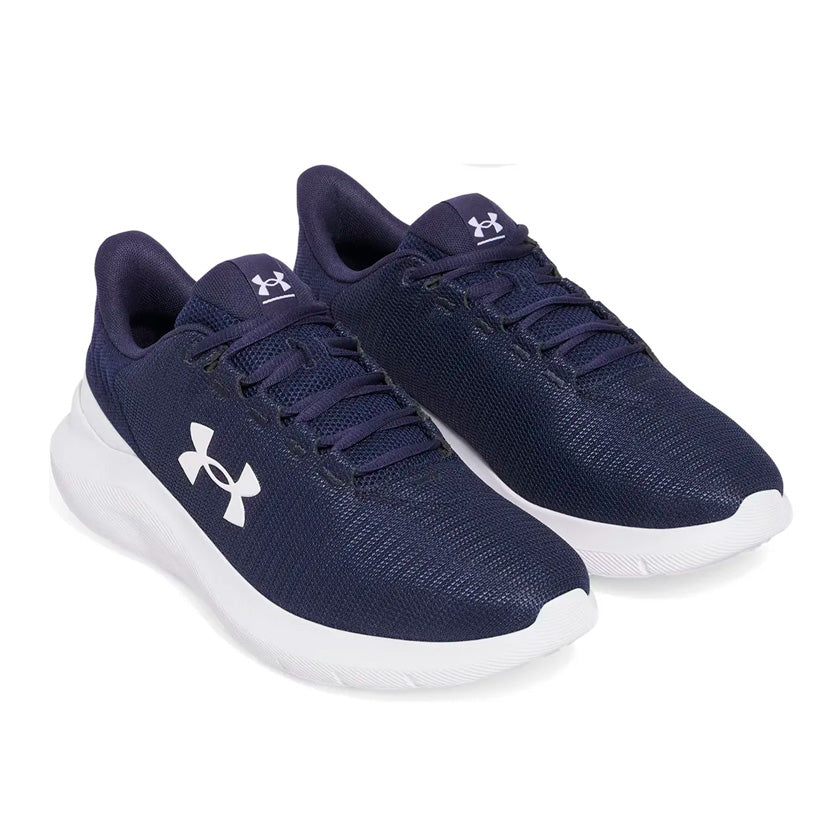 Tenis Under Armour Phade RN 3 3028252-410 en color azul marino con suela blanca para hombre