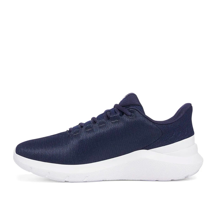 Tenis Under Armour Phade RN 3 3028252-410 en color azul marino con suela blanca para hombre